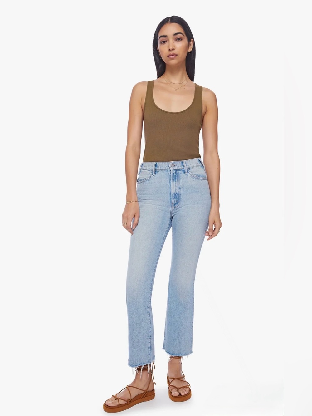 MOTHER The Hustler Ankle Fray Jeans 26 High Rise Crop Flare Home On The Range